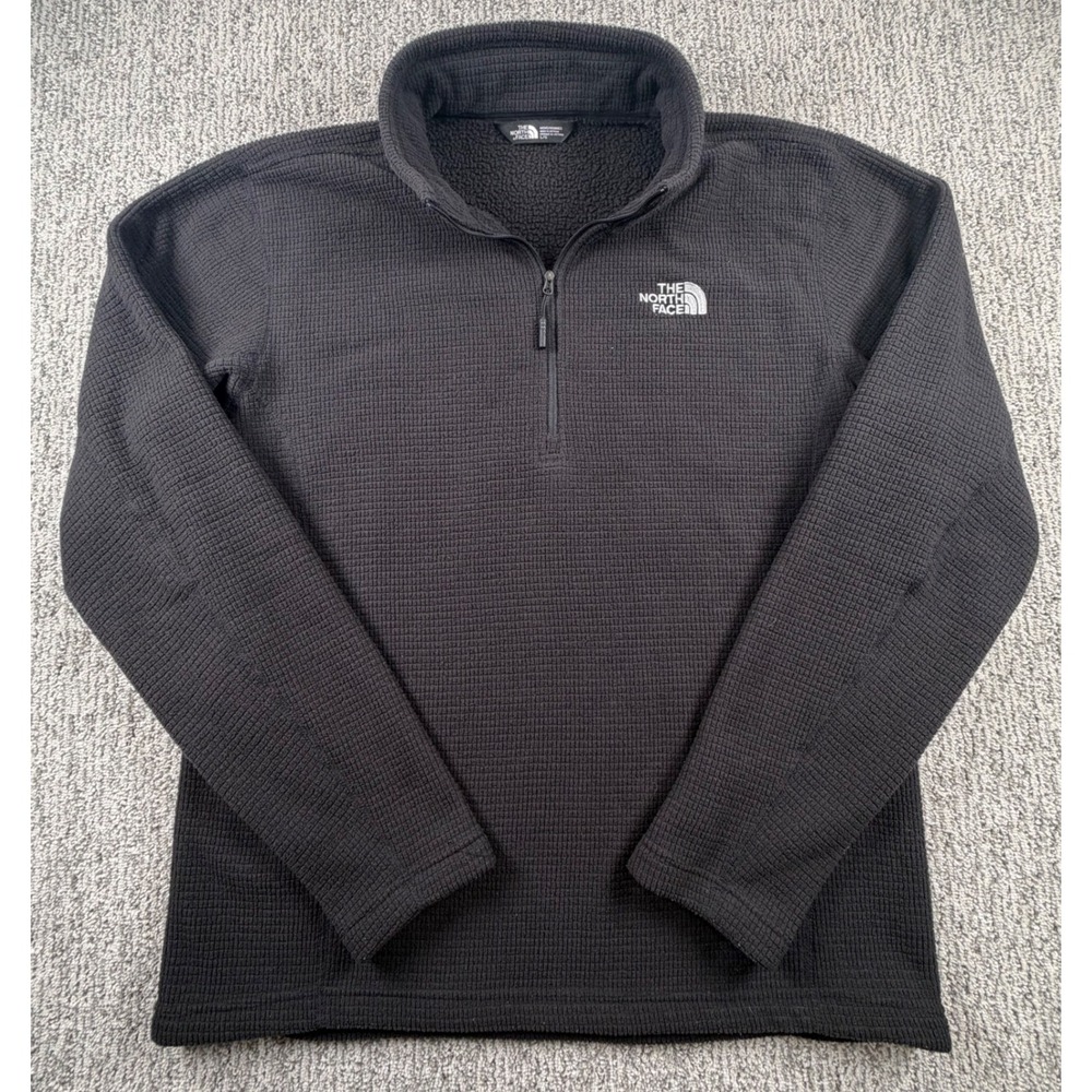 The North Face Fleece Pullover Mens L Black Quarter Zip Waffle Knit NF00CUA4